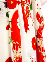 Floral Motif Printed Silk Kimono Robe Jacket arcadeshops.com