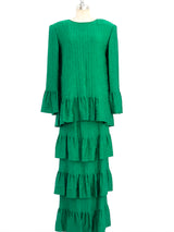 Emerald Jacquard Silk Ensemble Dress arcadeshops.com