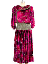 Diane Freis Pleated Silk Velvet Dress Dress arcadeshops.com