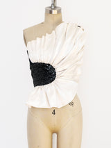 Embellished One Shoulder Ruffle Top Top arcadeshops.com