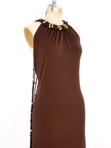 Loris Azzaro Beaded Fringe Jersey Maxi Dress Dress arcadeshops.com
