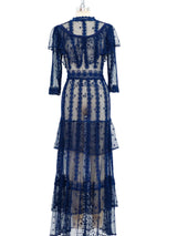 Indigo Crochet Tiered Ruffle Dress Dress arcadeshops.com