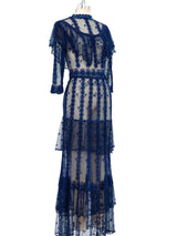 Indigo Crochet Tiered Ruffle Dress Dress arcadeshops.com