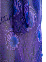 Hanae Mori Peacock Feather Chiffon Caftan Dress arcadeshops.com