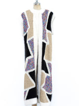 Mixed Knit Sleeveless Maxi Cardigan Jacket arcadeshops.com