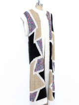 Mixed Knit Sleeveless Maxi Cardigan Jacket arcadeshops.com
