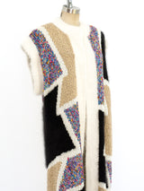 Mixed Knit Sleeveless Maxi Cardigan Jacket arcadeshops.com