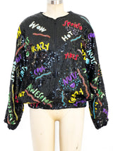 Sequin Embellished Novelty Bomber Jacket Jacket arcadeshops.com