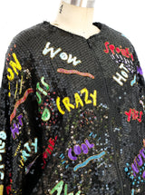 Sequin Embellished Novelty Bomber Jacket Jacket arcadeshops.com