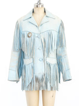 1950's Sky Blue Fringed Western Leather Jacket Jacket arcadeshops.com
