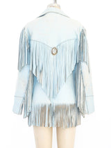 1950's Sky Blue Fringed Western Leather Jacket Jacket arcadeshops.com