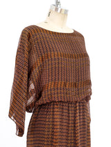 Chocolate Silk Chiffon Printed Dress Dress arcadeshops.com