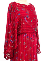 Striped Silk Chiffon Midi Dress Dress arcadeshops.com