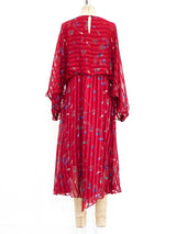 Striped Silk Chiffon Midi Dress Dress arcadeshops.com