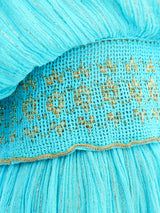Turquoise Cotton Gauze Pleated Ensemble Suit arcadeshops.com