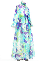 Oscar de la Renta Floral Printed Organza Gown Dress arcadeshops.com