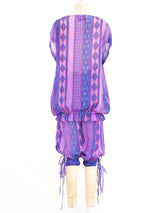 Judith Ann Printed Purple Silk Chiffon Ensemble Suit arcadeshops.com