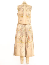 1970's Roberto Cavalli Handpainted Suede Ensemble Suit arcadeshops.com