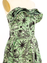 1950's Guitar Printed Bustier Dress Dress arcadeshops.com