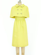 Norman Norell Chartreuse Capelet Ensemble Suit arcadeshops.com