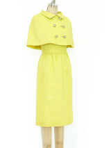 Norman Norell Chartreuse Capelet Ensemble Suit arcadeshops.com