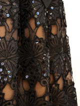 Sequin Embellished Floral Lace Gown Dress arcadeshops.com