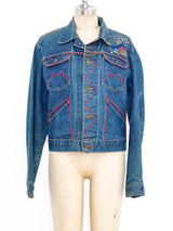 Rainbow Embroidered Denim Jacket Jacket arcadeshops.com
