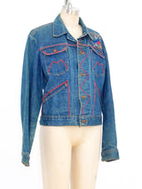 Rainbow Embroidered Denim Jacket Jacket arcadeshops.com