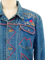 Rainbow Embroidered Denim Jacket Jacket arcadeshops.com