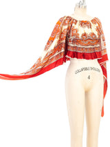 Scarf Printed Angel Sleeve Crop Top Top arcadeshops.com