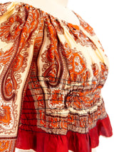 Scarf Printed Angel Sleeve Crop Top Top arcadeshops.com