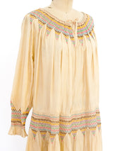 Smocked Silk Peasant Dress Dress arcadeshops.com