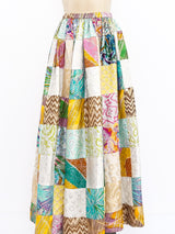 Metallic Brocade Patchwork Maxi Skirt Bottom arcadeshops.com