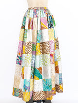 Metallic Brocade Patchwork Maxi Skirt Bottom arcadeshops.com