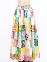 Metallic Brocade Patchwork Maxi Skirt Bottom arcadeshops.com