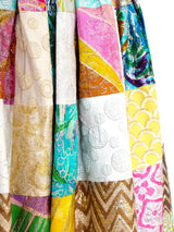 Metallic Brocade Patchwork Maxi Skirt Bottom arcadeshops.com