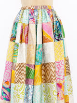 Metallic Brocade Patchwork Maxi Skirt Bottom arcadeshops.com