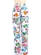 Moschino "Moschinopoli" Board Game Printed Jeans Bottom arcadeshops.com