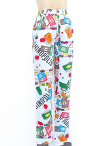 Moschino "Moschinopoli" Board Game Printed Jeans Bottom arcadeshops.com