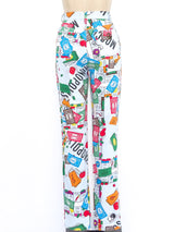 Moschino "Moschinopoli" Board Game Printed Jeans Bottom arcadeshops.com