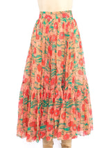Floral Printed Peach Ruffle Skirt Bottom arcadeshops.com