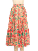 Floral Printed Peach Ruffle Skirt Bottom arcadeshops.com
