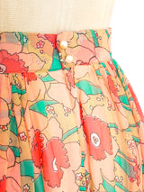 Floral Printed Peach Ruffle Skirt Bottom arcadeshops.com
