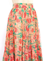 Floral Printed Peach Ruffle Skirt Bottom arcadeshops.com
