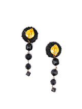 Black Beaded Drop Earrings Accessory arcadeshops.com