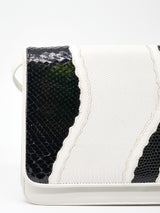 Carlos Falchi Black and White Patchwork Clutch Accessory arcadeshops.com