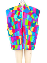 Rainbow Quilted Patchwork Sleeveless Jacket Jacket arcadeshops.com