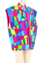 Rainbow Quilted Patchwork Sleeveless Jacket Jacket arcadeshops.com