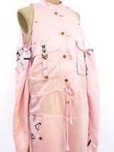 Pink Satin Laced Sleeve Jumpsuit Suit arcadeshops.com