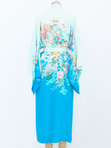 Aqua Floral Printed Kimono Jacket arcadeshops.com